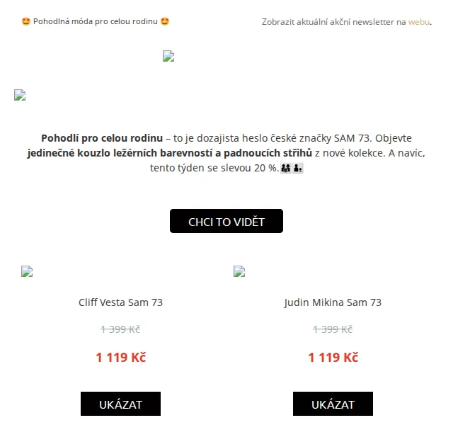 UrbanStore.cz: SAM 73 nová kolekce se slevou 20 % – červen 2026 | Nuslet.cz