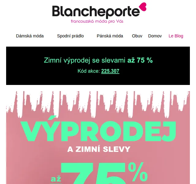 Blancheporte: Výprodej až -75 % – Dámská móda – Duben 2026