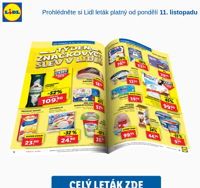 Lidl leták 11.–14. listopadu – výběr značkových slev | listopad 2026 | Nuslet.cz