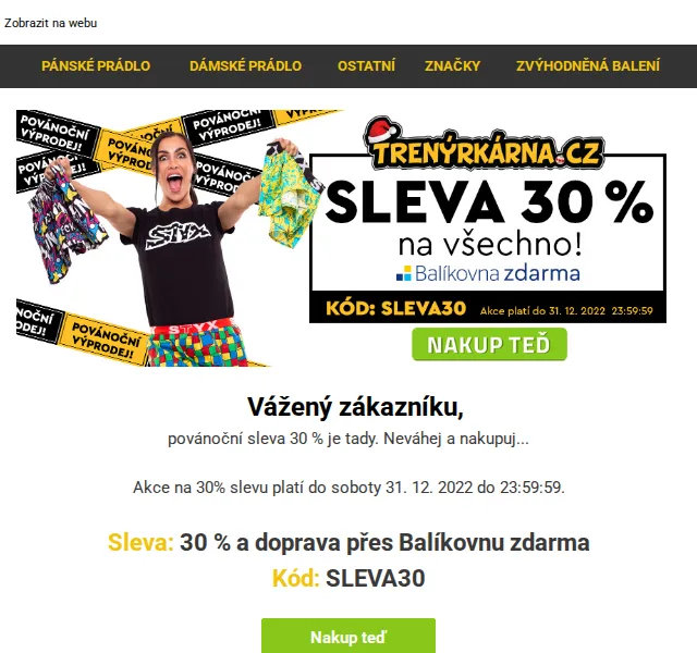 Lukáš z Trenýrkárna.cz: Povánoční sleva 30 % na prádlo – červen 2026 | Nuslet.cz