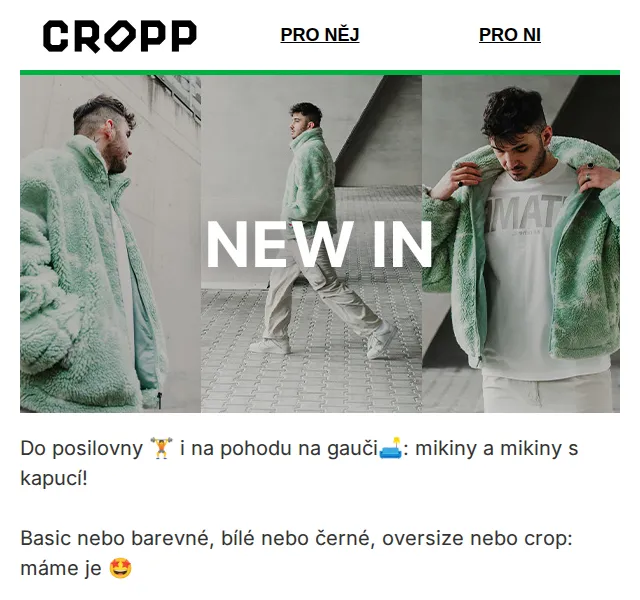 Cropp: nové mikiny pro něj i pro ni – červenec 2026 | Nuslet.cz