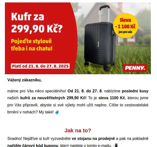 Penny: Kufr Vivess za 299,90 Kč – srpen 2026 | Nuslet.cz