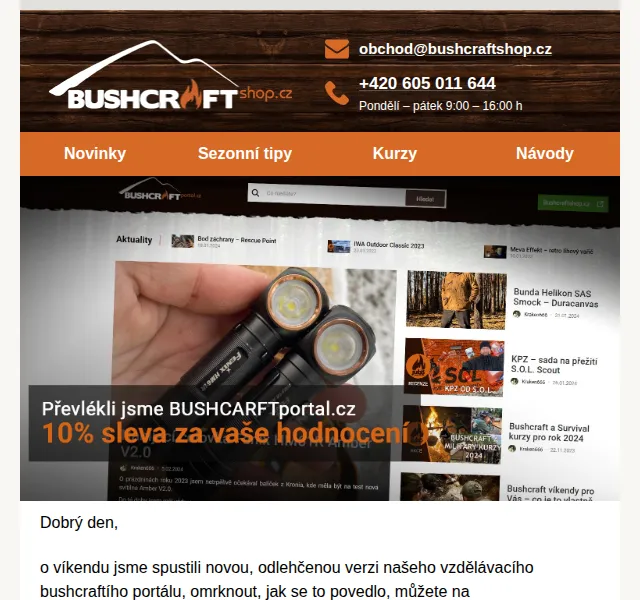 Bushcraftshop: 10% sleva za dotazník – červenec 2026 | Nuslet.cz