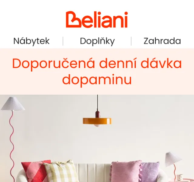Beliani: Dopaminový interiér se slevami až 46 % – květen 2026