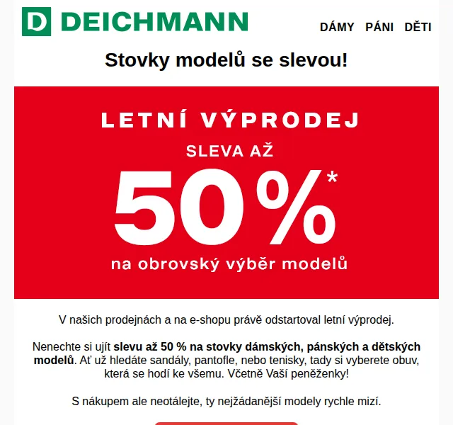DEICHMANN: Letní výprodej – sleva až 50 % – červen 2026 | Nuslet.cz