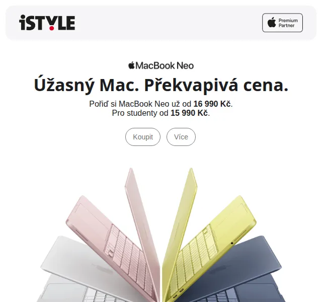 iSTYLE: MacBook Neo od 15 990 Kč – květen 2026 | Nuslet.cz