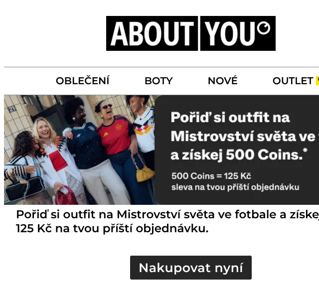 ABOUT YOU: Dresy a outfit na MS fotbale + 500 Coins | Květen 2026