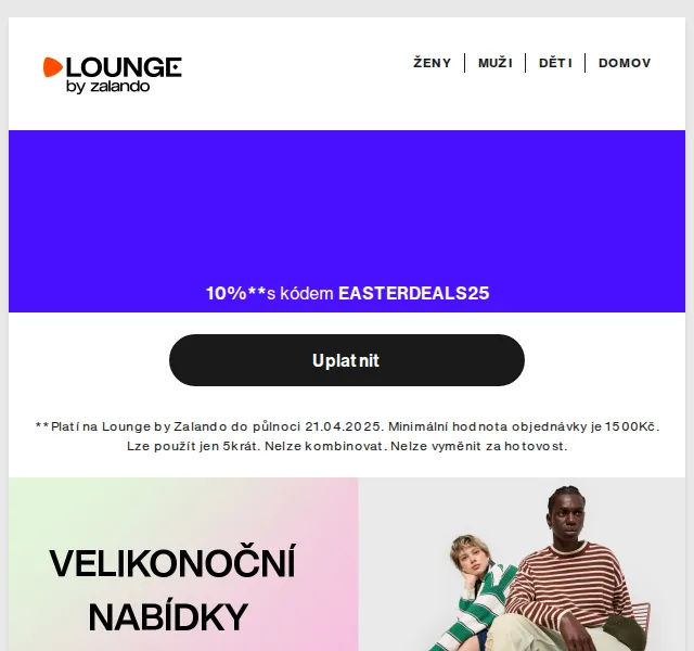 Lounge by Zalando: sleva 10 % na Velikonoce – duben 2026