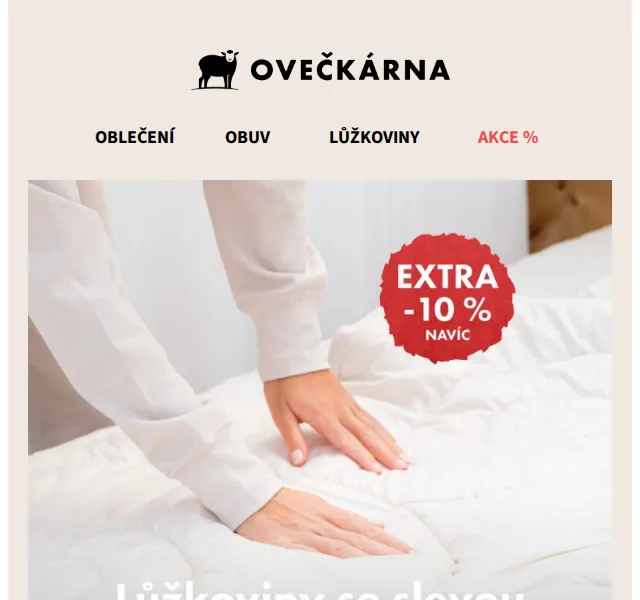 Ovečkárna: Extra 10% sleva na lůžkoviny – červen 2026 | Nuslet.cz