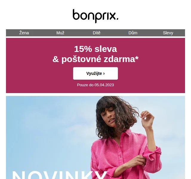 Bonprix: 15% sleva & poštovné zdarma – červen 2026 | Nuslet.cz