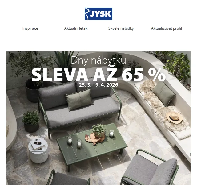 JYSK: Slevy až 65 % na nábytek – duben 2026 | Nuslet.cz