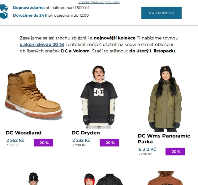 SNOWBOARD ZEZULA: Sleva 20 % na DC a Volcom – červen 2026 | Nuslet.cz