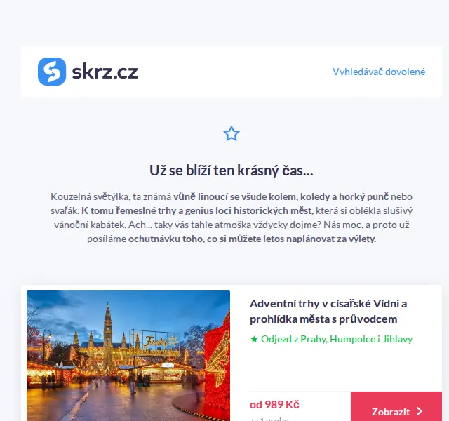 Vánoce na Skrz: Adventní zájezdy od 489 Kč – červen 2026 | Nuslet.cz