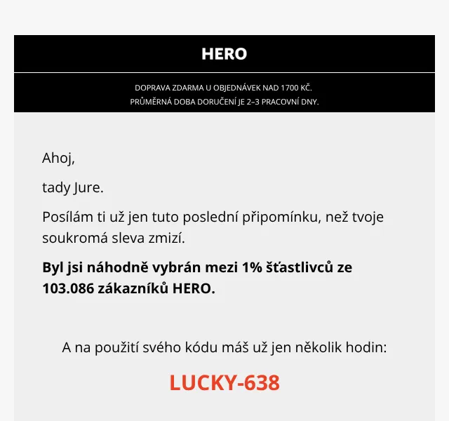 HERO: slevový kód -18 % – září 2026