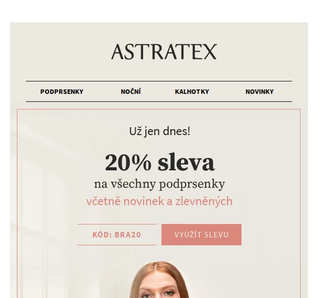 Astratex: 20% sleva na podprsenky a doprava zdarma – červen 2026 | Nuslet.cz