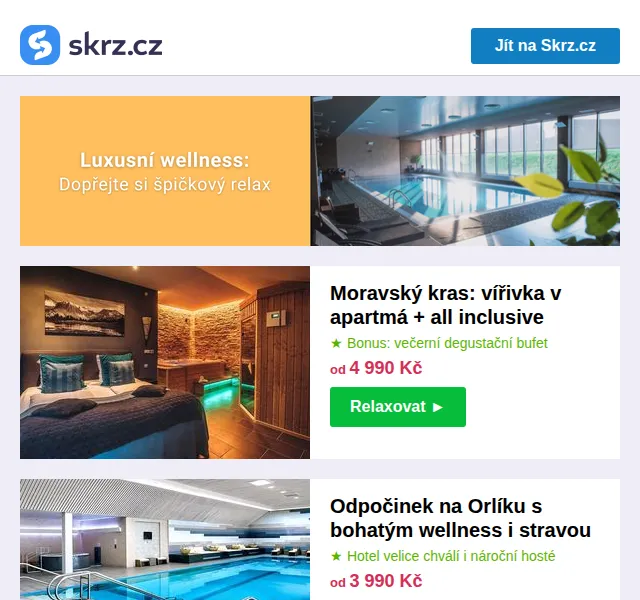 Vánoce na Skrz: Wellness pobyty se slevou až 70 % – červen 2026 | Nuslet.cz