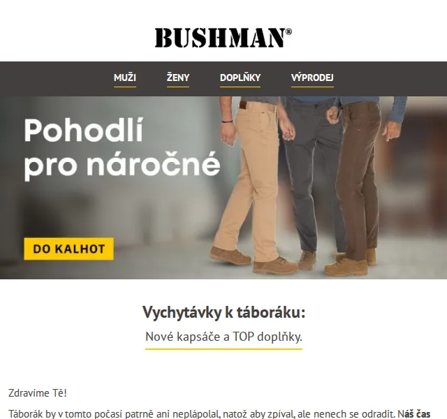 BUSHMAN: Vychytávky k táboráku a panáky za 249 Kč – červen 2026 | Nuslet.cz