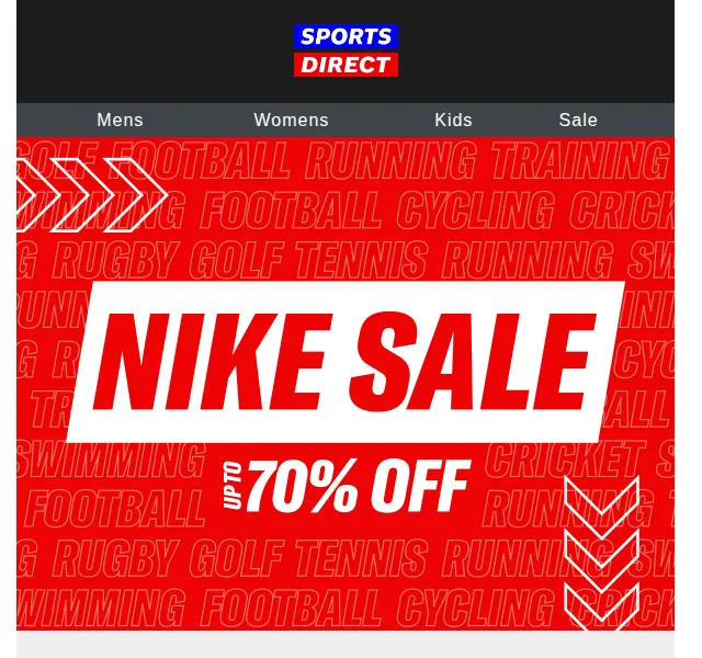 Sportsdirect.com: Nike až 70% sleva – červen 2026 | Nuslet.cz