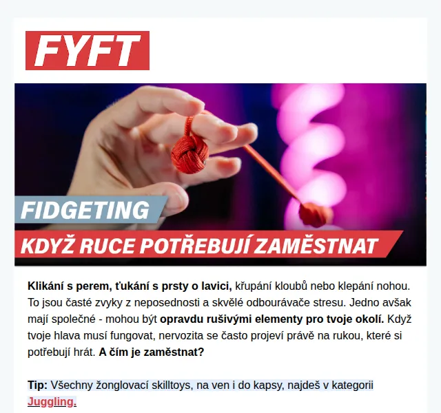 Zuzka | FYFT.cz: Žonglovací a skill toys – červen 2026 | Nuslet.cz