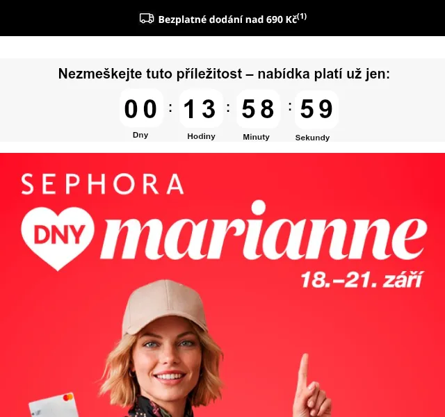 Sephora: Dny Marianne slevy až -30 % – září 2026
