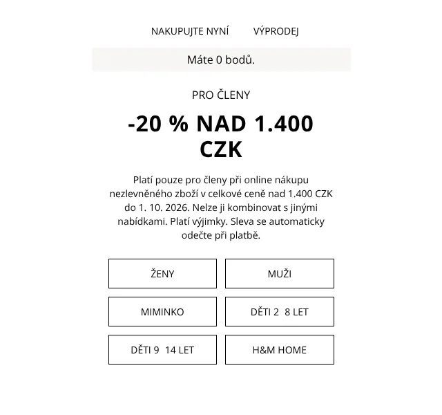 H&M Fashion: -20 % pro členy – září 2026