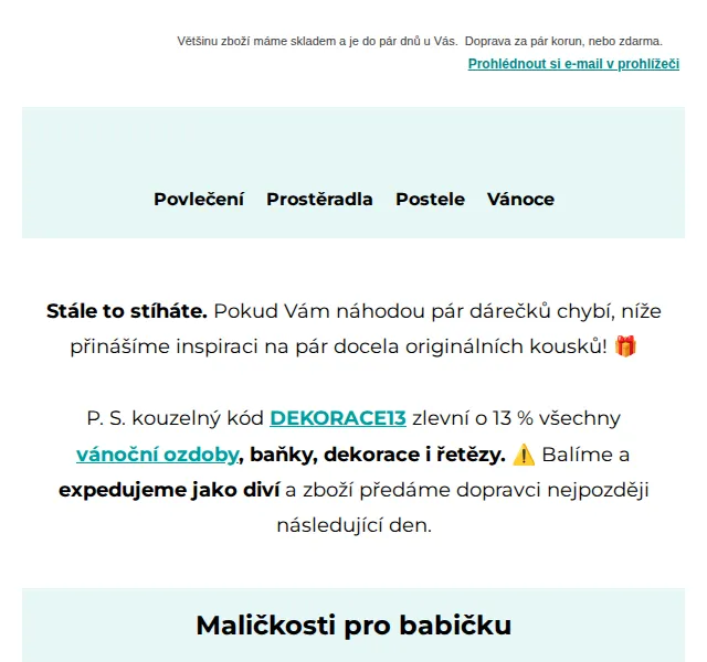 Výprodej povlečení: originální dárky s kódem DEKORACE13 – červen 2026 | Nuslet.cz