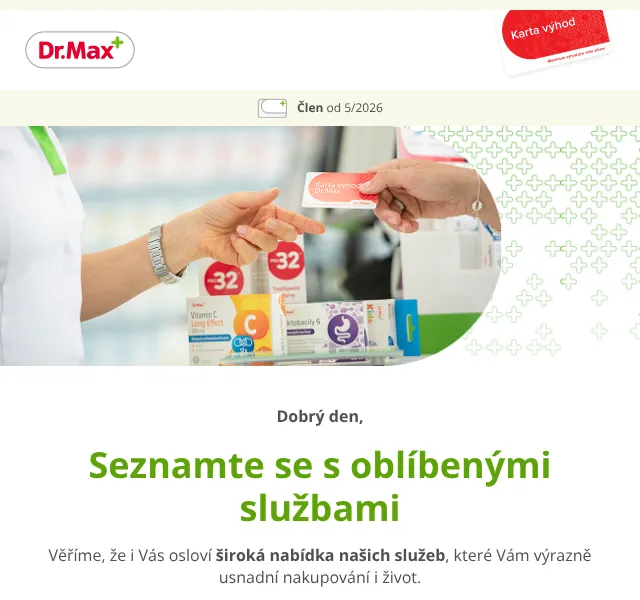 Dr.Max E-shop: Slevy na služby – Srpen 2026 | Nuslet.cz