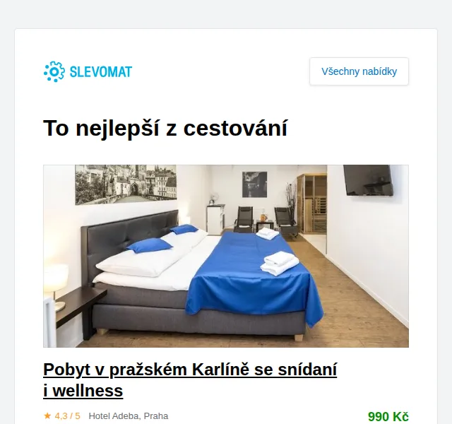 Slevomat: pobyt v pražském Karlíně se snídaní i wellness – červen 2026 | Nuslet.cz