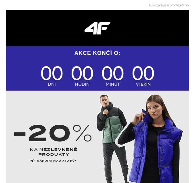 4Fstore.cz: sleva 20 % na oblečení a doplňky – červen 2026 | Nuslet.cz