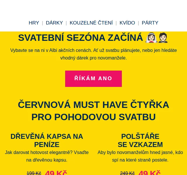 Albi: svatební dárky a hry až 75 % – červen 2026 | Nuslet.cz
