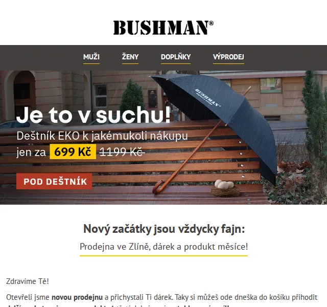 BUSHMAN: Dárek k nákupu nad 2000 Kč – červen 2026 | Nuslet.cz