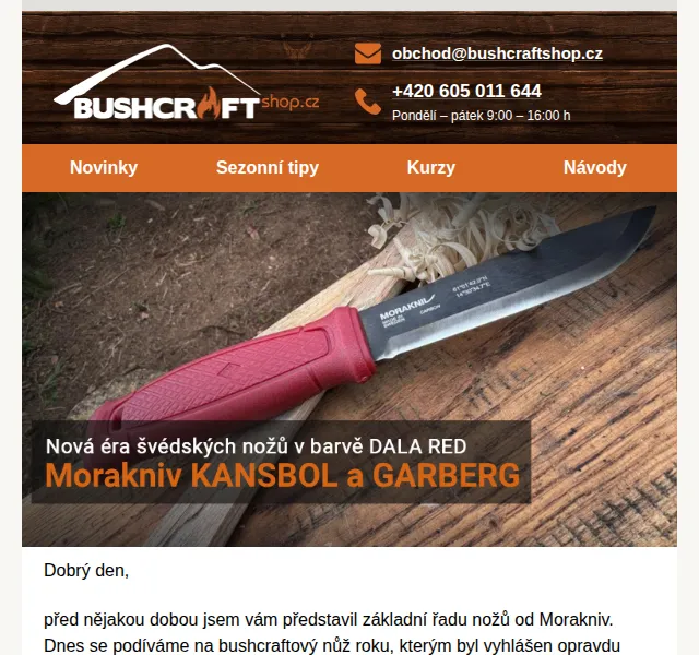 Bushcraftshop: Nože Morakniv Kansbol a Garberg Dala Red se slevou 10 % – červen 2026 | Nuslet.cz