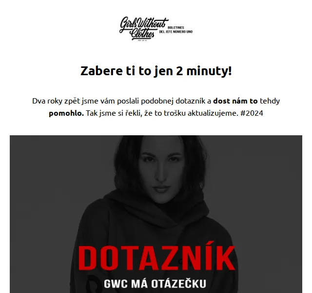Girls Without Clothes: Dotazník pro věrné – červenec 2026 | Nuslet.cz