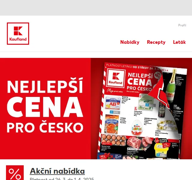 Kaufland: Kinder Surprise a K-Classic camembert v akci – březen 2026 | Nuslet.cz