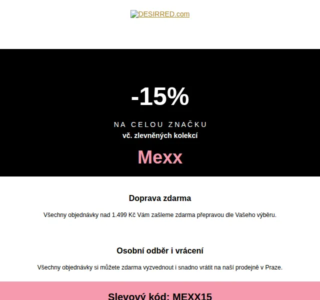DESIRRED: -15 % na celou značku Mexx – červen 2026 | Nuslet.cz