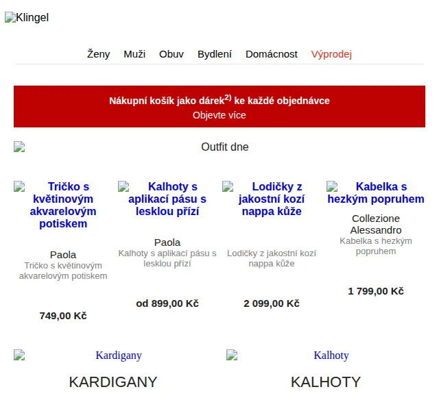 KLiNGEL: Nákupní košík zdarma + výprodej TOP značek – červen 2026 | Nuslet.cz