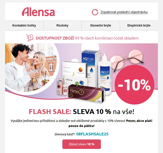 Alensa: Flash sleva 10 % na vše – červenec 2026 | Nuslet.cz