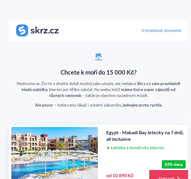 Skrz: Letní dovolené od 8 100 Kč – červenec 2026 | Nuslet.cz