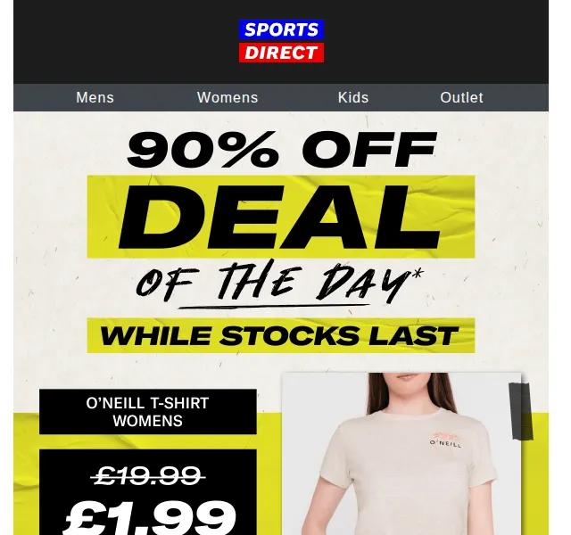 Sportsdirect.com: 90% sleva na tričko O'Neill – červen 2026 | Nuslet.cz