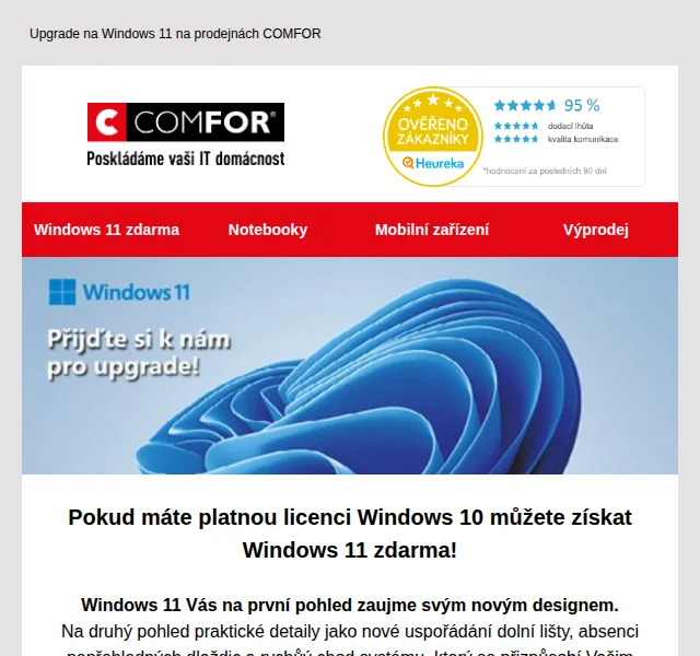 Comfor: Upgrade na Windows 11 zdarma – červen 2026 | Nuslet.cz
