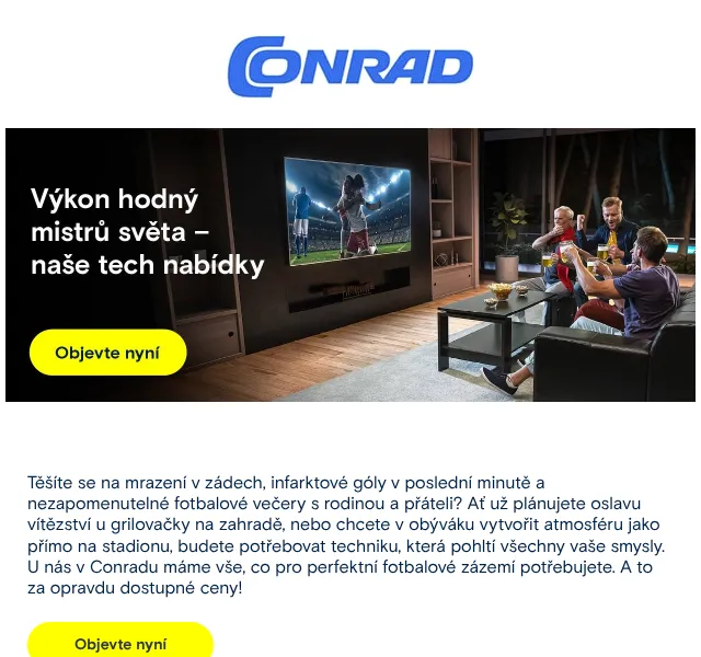 Conrad Electronic: Projektory a soundbary na MS 2026 – červen | Nuslet.cz