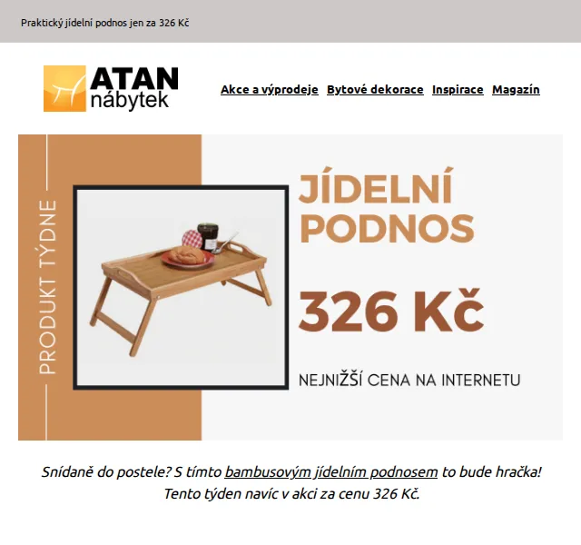 ATAN nábytek: Bambusový jídelní podnos za 326 Kč – červen 2026 | Nuslet.cz
