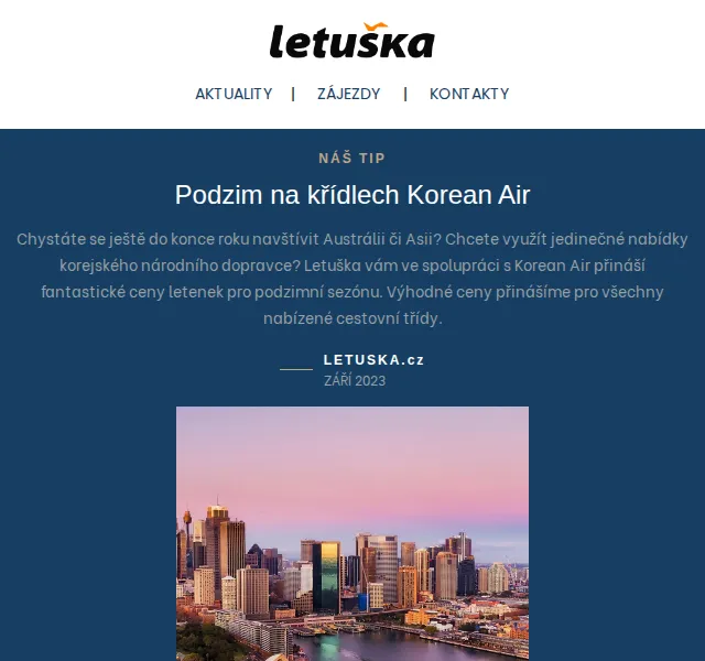 Letuška.cz: Podzim s Korean Air – červen 2026 | Nuslet.cz