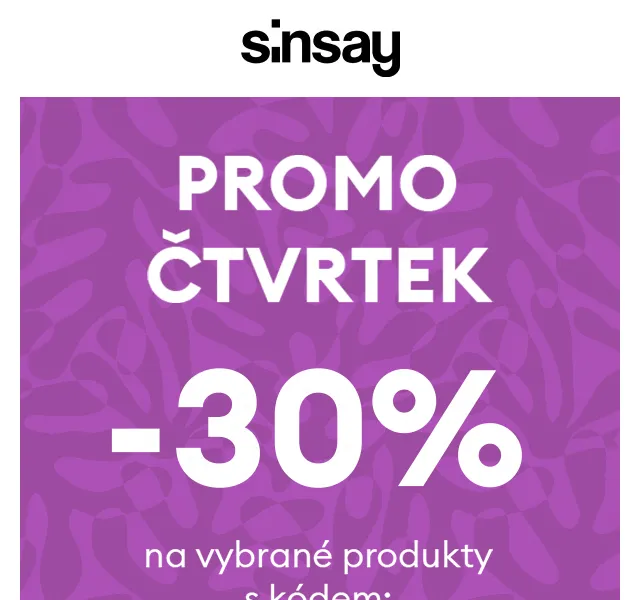 Sinsay: Promo čtvrtek -30 % – červen 2026 | Nuslet.cz