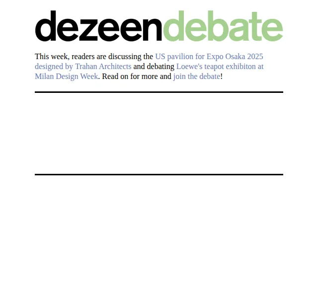 Dezeen Daily: Debata o architektuře a designu – červen 2026 | Nuslet.cz