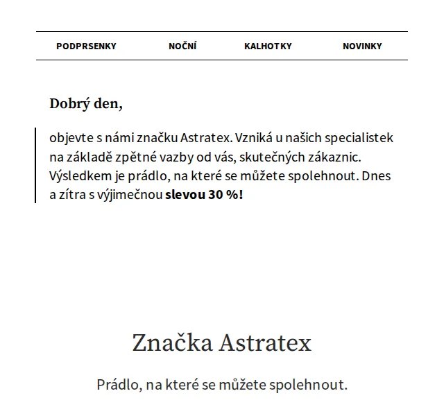 Astratex.cz: 30% sleva na noční prádlo a župany – červen 2026 | Nuslet.cz
