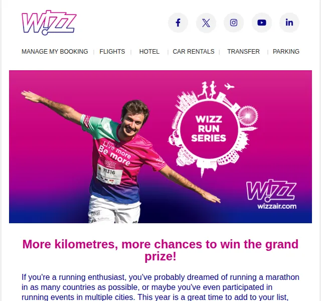 Wizz Air: Zdarma letenky AYCF v závodě WIZZ Run Series – červenec 2026 | Nuslet.cz