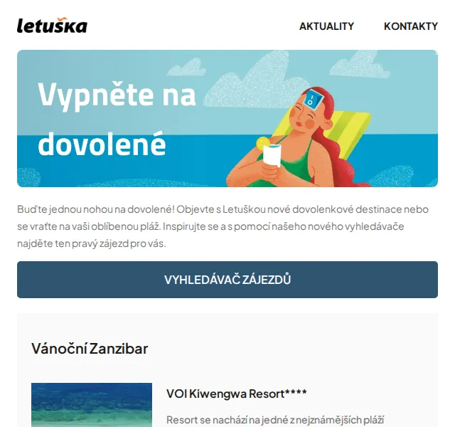 Letuška.cz: Zanzibar, Egypt i Senegal od 8 387 Kč – červen 2026 | Nuslet.cz
