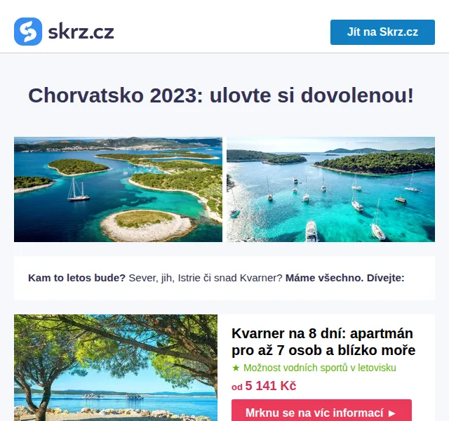 Skrz.cz: Dovolená Chorvatsko od 5 141 Kč – červen 2026 | Nuslet.cz