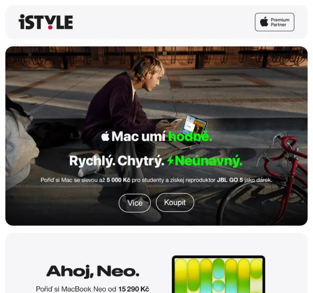 iSTYLE: Slevy pro studenty až 5 000 Kč na Mac – červen 2026